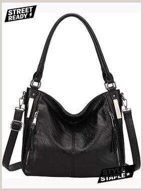Large Capacity Hobo Shoulder Bag Tote Crossbody Purse Faux Leather